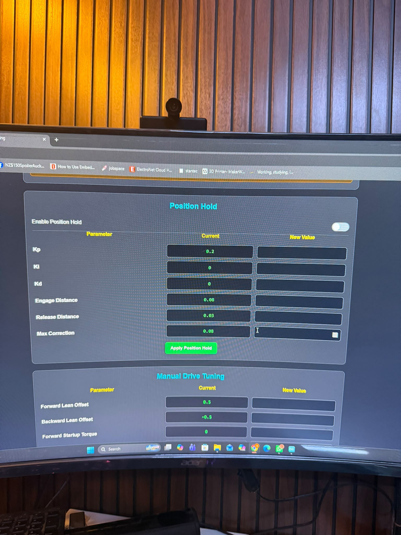 Wheel-biped robot position-hold and manual-drive tuning dashboard