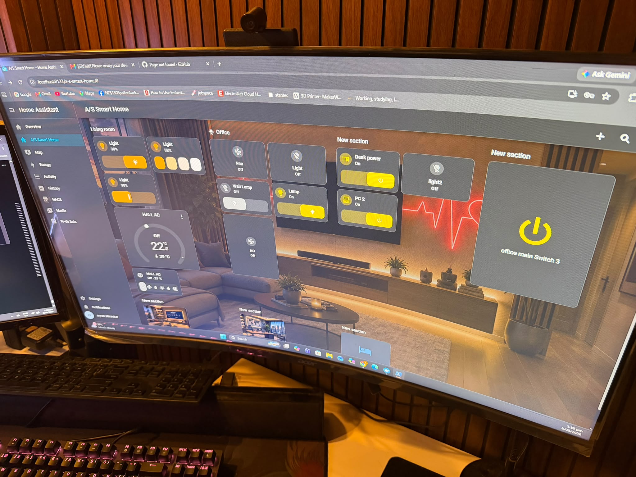 Home automation dashboard and device control